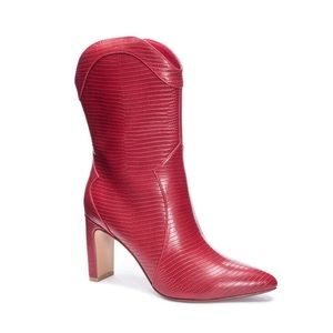 Chinese Laundry Red Leather Western Booties